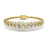 Natural Round Cut Cluster Diamond Beaded Bracelet or Solid in 10K/14K gold and platinum with certified lab-grown or natural diamonds