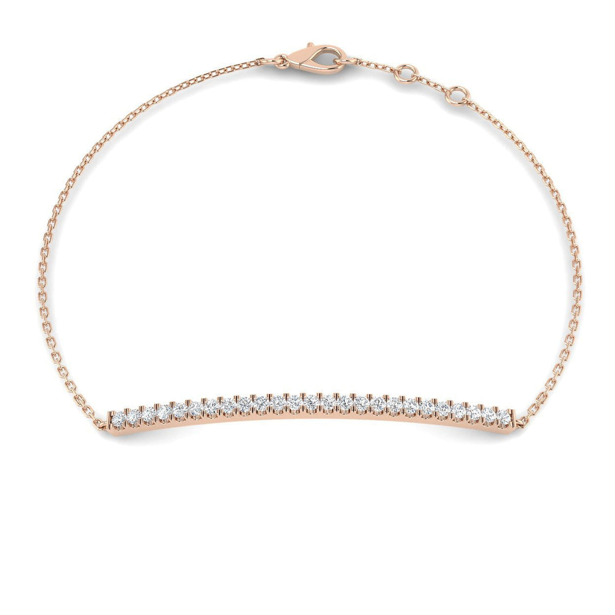 Solid Gold Natural Round Cut Diamond Curved Bar Bracelet for Women in 10K/14K gold and platinum with certified lab-grown or natural diamonds