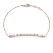 Solid Gold Natural Round Cut Diamond Curved Bar Bracelet for Women in 10K/14K gold and platinum with certified lab-grown or natural diamonds