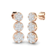 Dewy Luxury Diamond Drop & Trilogy Earrings in Gold - 1ct Elegance in 10K/14K gold and platinum with certified lab-grown or natural diamonds