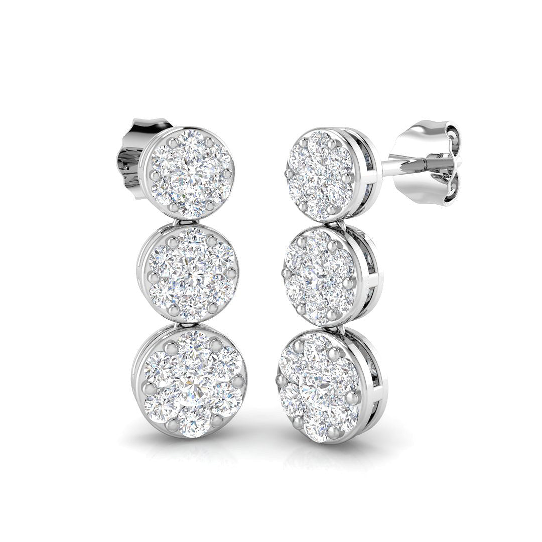 Dewy Luxury Diamond Drop & Trilogy Earrings in Gold - 1ct Elegance in 10K/14K gold and platinum with certified lab-grown or natural diamonds