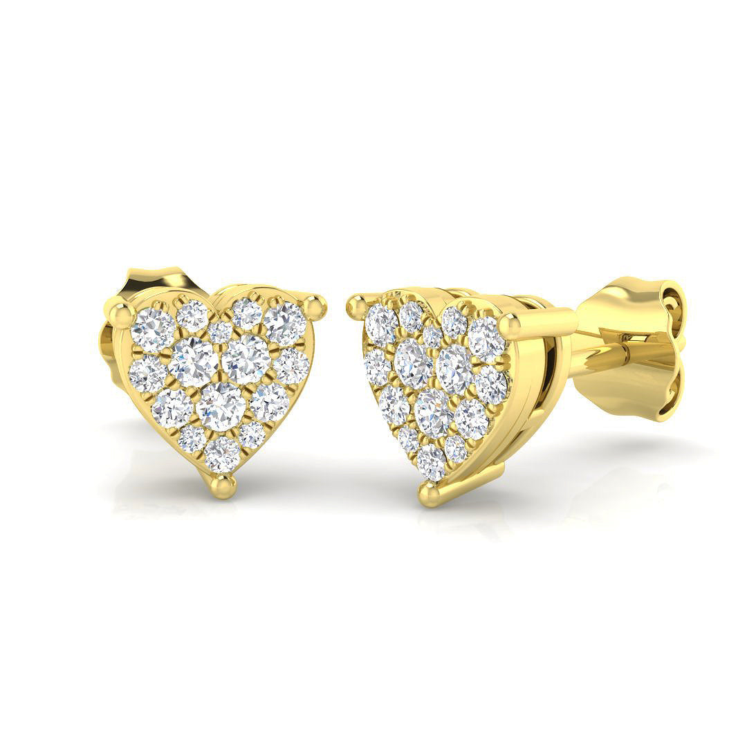 0.33ct Gold Diamond Cluster Earrings in 10K/14K gold and platinum with certified lab-grown or natural diamonds