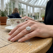 Art Deco Double Halo Diamond Octagon Vintage Ring in 10K/14K gold and platinum with certified lab-grown or natural diamonds