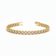Bezel Set Rope Design Round Brilliant Diamond Tennis Bracelet in Gold or in 10K/14K gold and platinum with certified lab-grown or natural diamonds