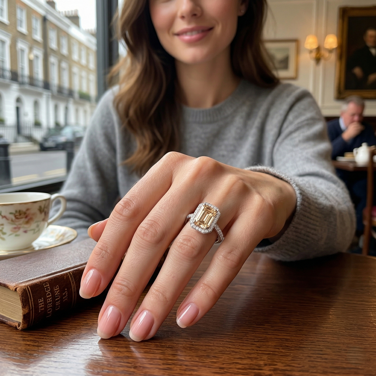 Morganite Diamond Engagement Ring in 10K/14K gold and platinum with certified lab-grown or natural diamonds