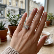 Art Deco Square Halo Diamond Vintage Cluster Ring in 10K/14K gold and platinum with certified lab-grown or natural diamonds