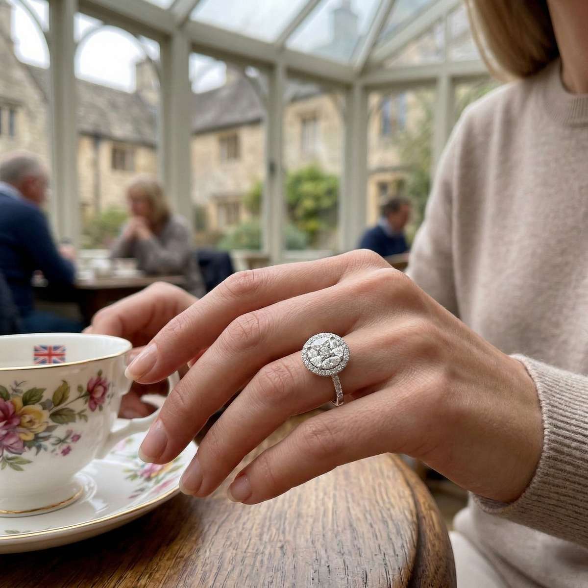Diamond Derby Cluster Ring in 10K/14K gold and platinum with certified lab-grown or natural diamonds