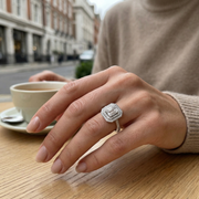 Lab Grown Baguette & Round Cut DIamond Engagement Ring in 10K/14K gold and platinum with certified lab-grown or natural diamonds
