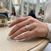 Lab Grown Round Cut Diamond Cluster Engagement Ring in 10K/14K gold and platinum with certified lab-grown or natural diamonds