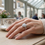 Lab-Grown Round Diamond Cluster Ring in 10K/14K gold and platinum with certified lab-grown or natural diamonds