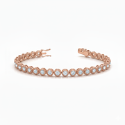 Bezel Set Rope Design Round Brilliant Diamond Tennis Bracelet in Gold or in 10K/14K gold and platinum with certified lab-grown or natural diamonds