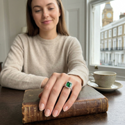Emerald Cut Halo Diamond Engagement Ring in 10K/14K gold and platinum with certified lab-grown or natural diamonds
