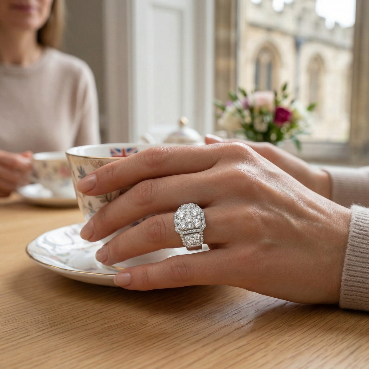 Pave Engagement Ring in 10K/14K gold and platinum with certified lab-grown or natural diamonds