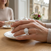 Pave Engagement Ring in 10K/14K gold and platinum with certified lab-grown or natural diamonds