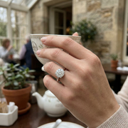 Natural Round Diamond Cluster Engagement Ring in 10K/14K gold and platinum with certified lab-grown or natural diamonds