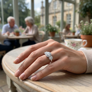 Lab-Grown Round Diamond 3 Stone Cluster Style Engagement Ring in 10K/14K gold and platinum with certified lab-grown or natural diamonds