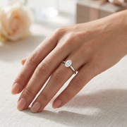 Oval Solitaire Diamond Ring in 10K/14K gold and platinum with certified lab-grown or natural diamonds