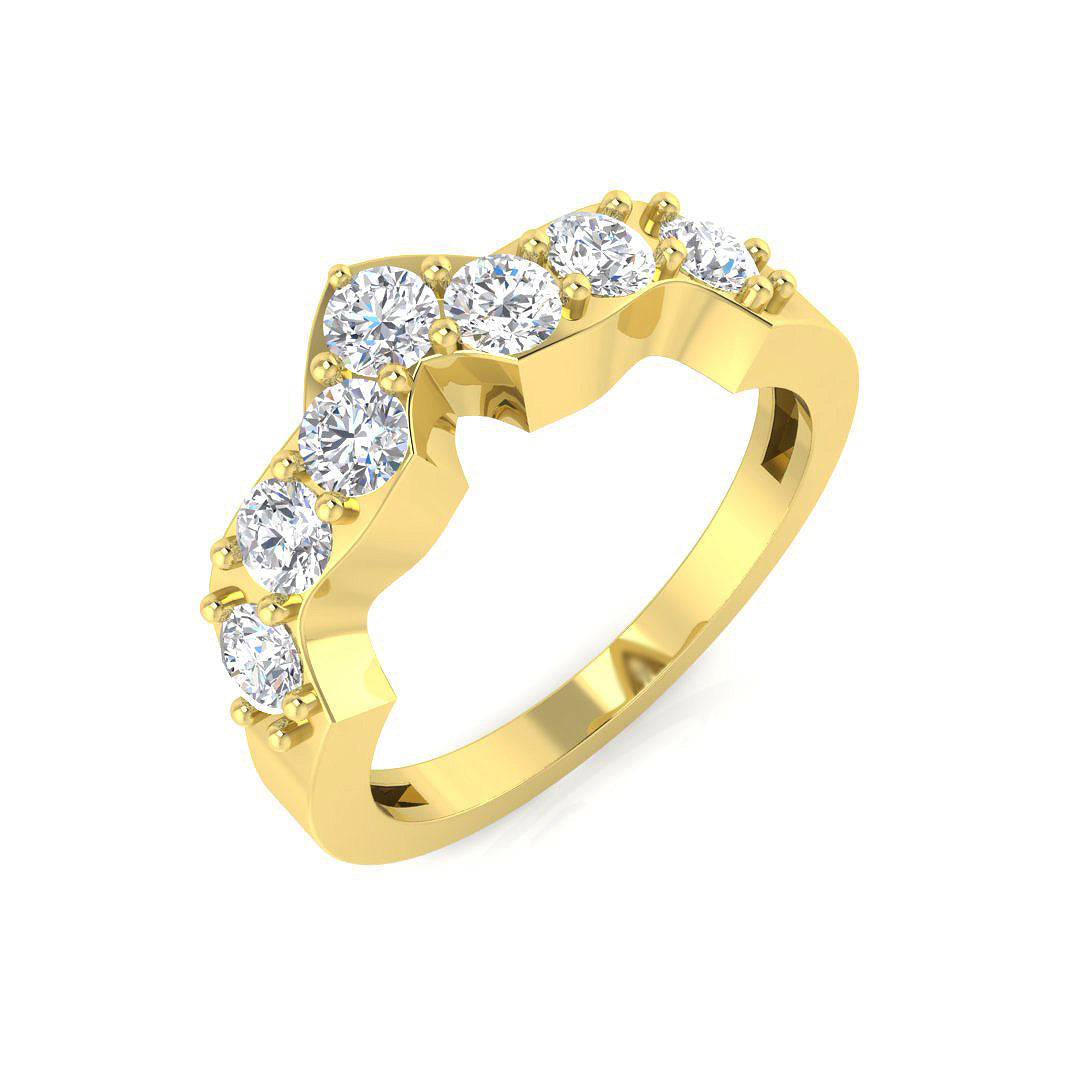 Graduated Round Diamond Wishbone Ring in 10K/14K gold and platinum with certified lab-grown or natural diamonds