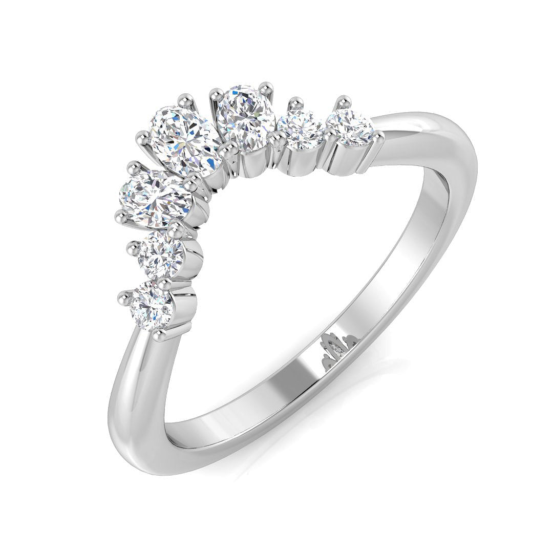 Graduated Diamond Wishbone Ring in 10K/14K gold and platinum with certified lab-grown or natural diamonds