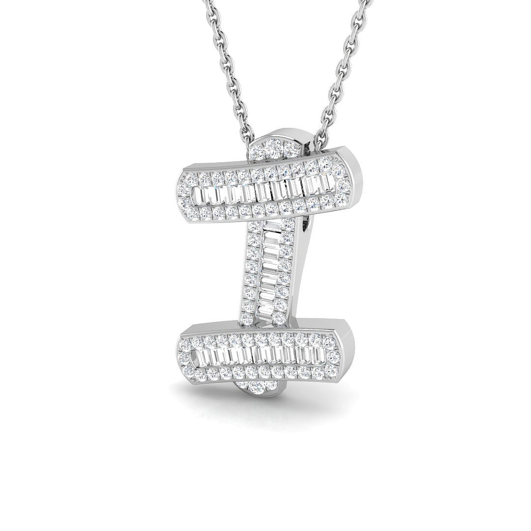 Paved Script Initial Diamond Pendant Without Chain in 10K/14K gold and platinum with certified lab-grown or natural diamonds