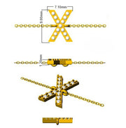 Alphabet X Letter Pave Set Lab Grown Round Diamond Bracelet with Chain in 10K/14K gold and platinum with certified lab-grown or natural diamonds
