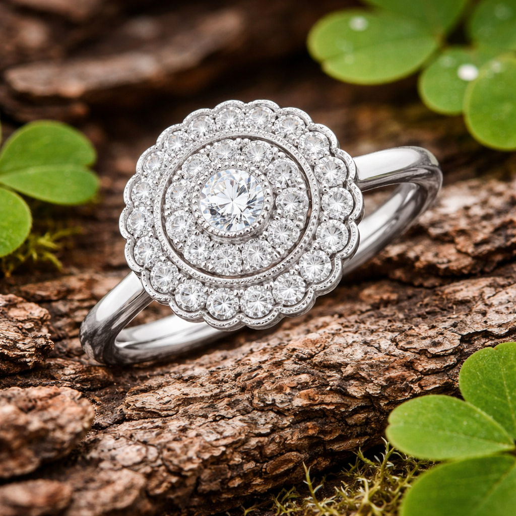 Diamond Balmoral Cluster Ring in 10K/14K gold and platinum with certified lab-grown or natural diamonds