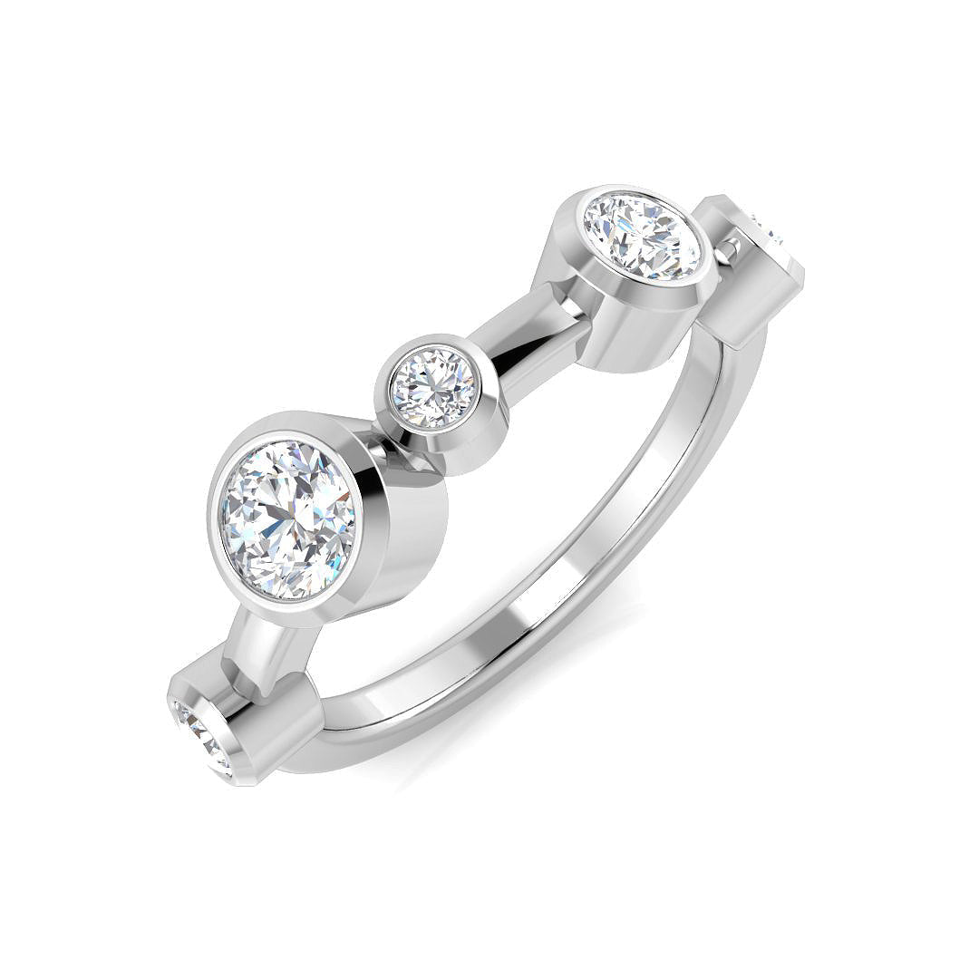 Lab-Grown Round Cut Diamond Rubover Set Bubble Ring in 10K/14K gold and platinum with certified lab-grown or natural diamonds