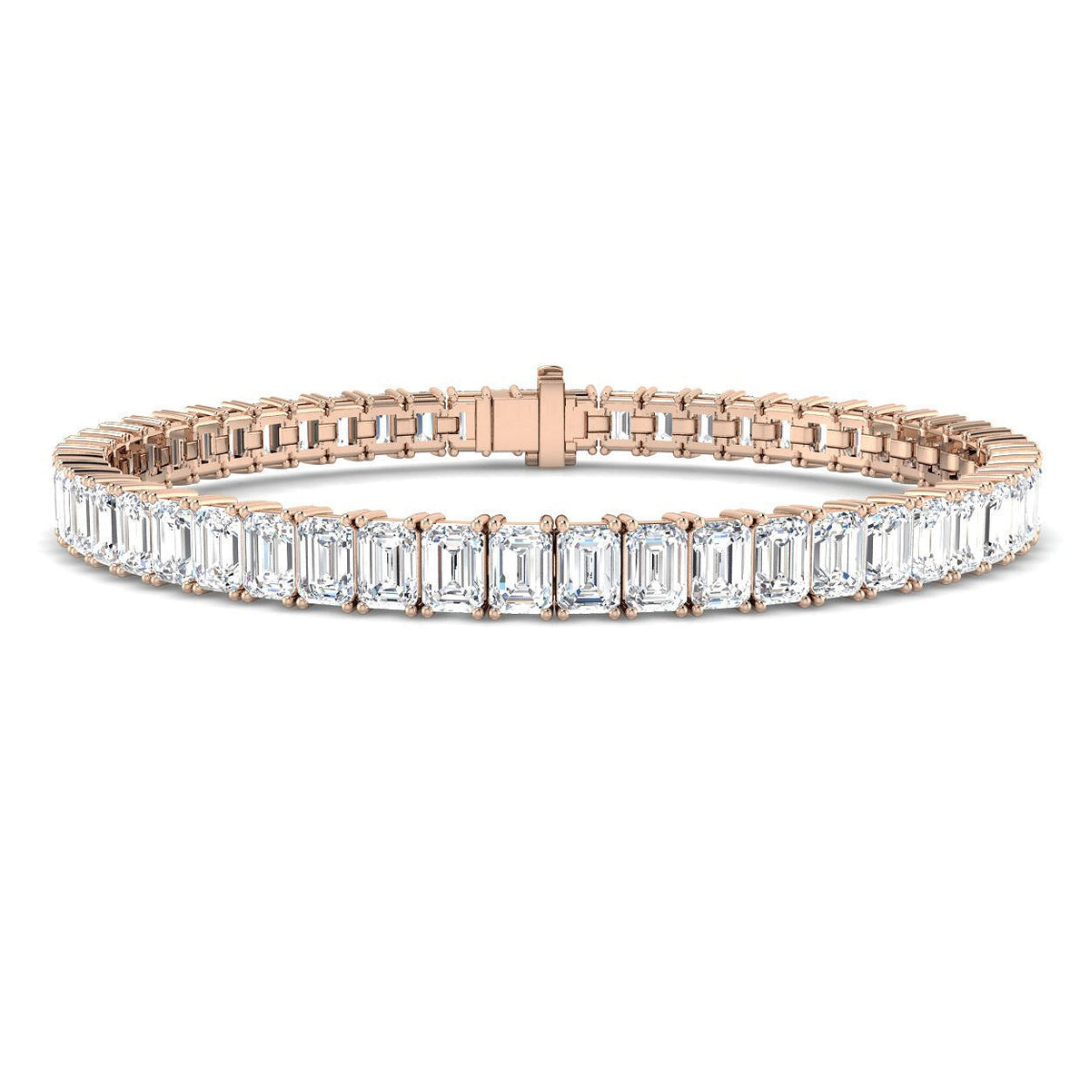 Emerald Cut Natural Diamond Tennis Bracelet or Solid Gold with Box Clasp in 10K/14K gold and platinum with certified lab-grown or natural diamonds