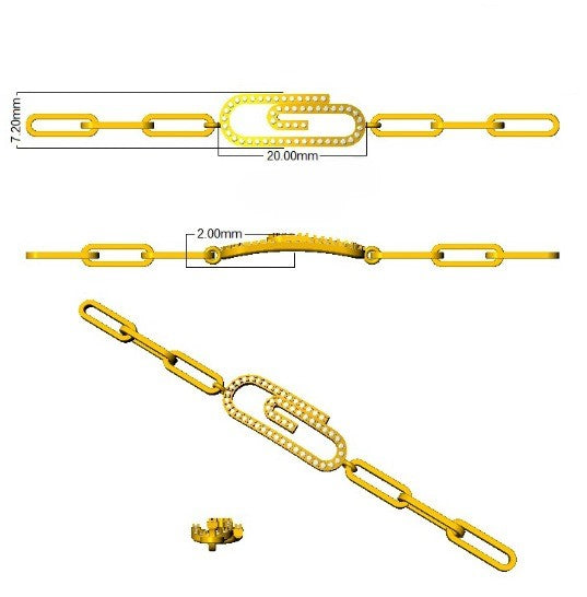 Lab Grown Diamond Paperclip Link Bracelet with Pave Center Link in 10K/14K gold and platinum with certified lab-grown or natural diamonds