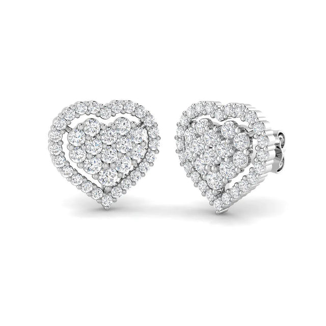 1.00 Carat Natural/Lab Grown Diamond Cluster Earring /Hallmarked | 10K & 14K Gold, Platinum