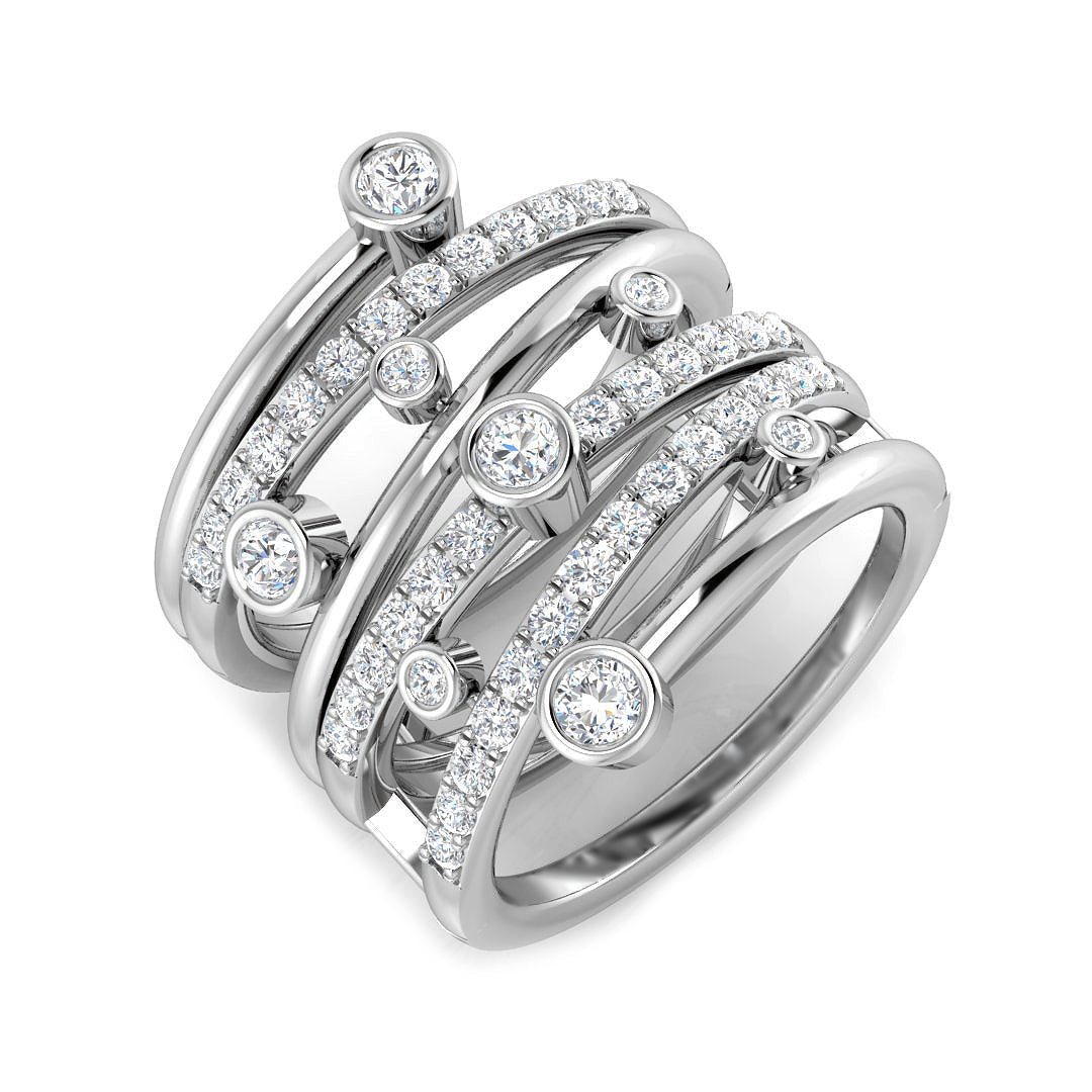 Lab Grown Diamond Crossover Bubble Ring in 10K/14K gold and platinum with certified lab-grown or natural diamonds