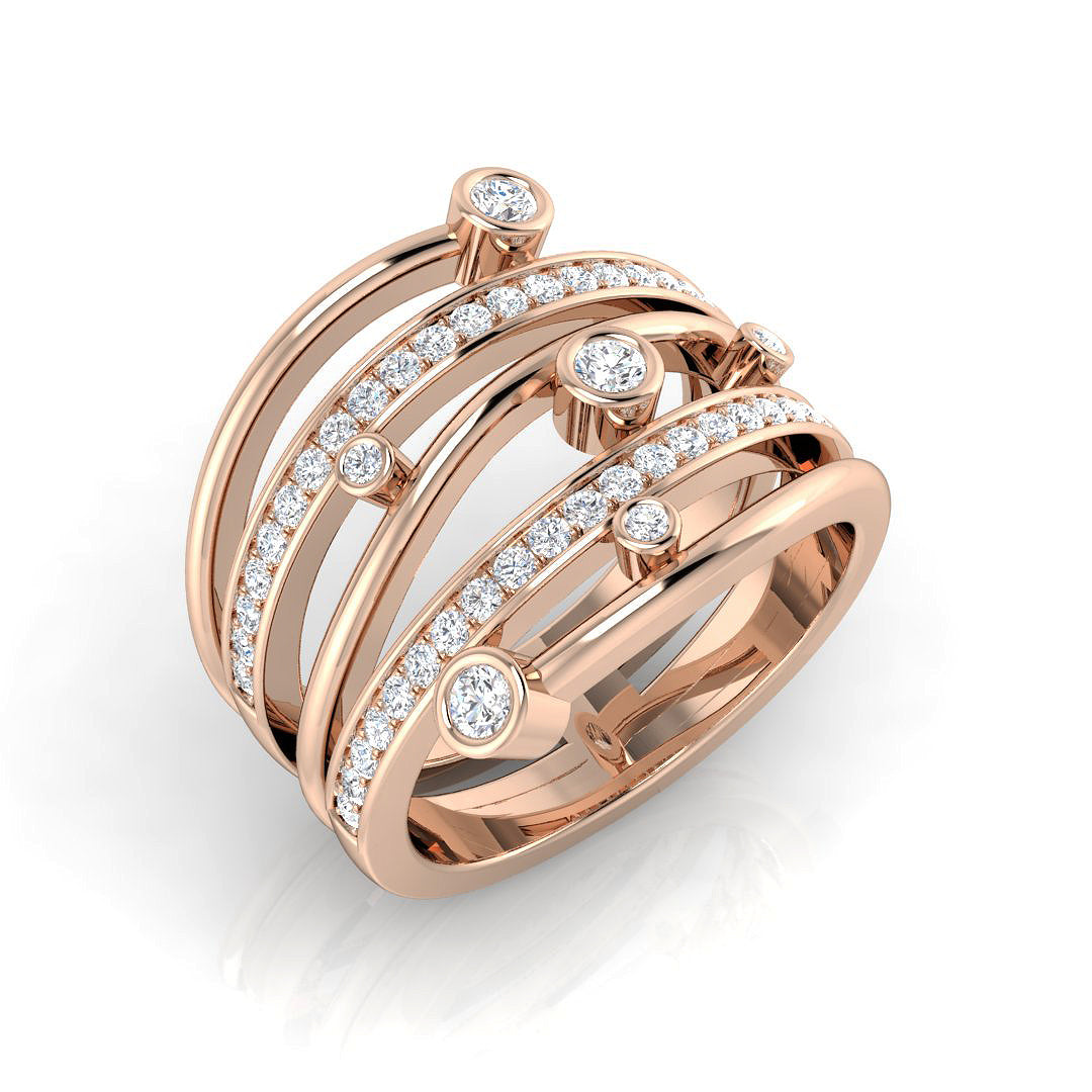 Lab Grown Diamond Multi-Row Bubble Ring in 10K/14K gold and platinum with certified lab-grown or natural diamonds
