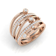 Lab Grown Diamond Multi-Row Bubble Ring in 10K/14K gold and platinum with certified lab-grown or natural diamonds