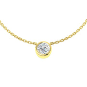Round Diamond Solitaire Pendant Necklace in 10K/14K gold and platinum with certified lab-grown or natural diamonds