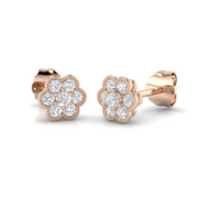 Lab Grown Vintage Floral Diamond Cluster Stud Earrings in 10K/14K gold and platinum with certified lab-grown or natural diamonds