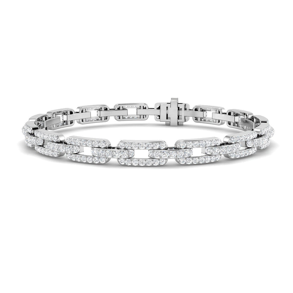 Luxury Natural Round Cut Diamond Paperclip Link Bracelet with Box Clasp in 10K/14K gold and platinum with certified lab-grown or natural diamonds