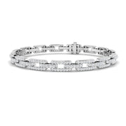 Luxury Natural Round Cut Diamond Paperclip Link Bracelet with Box Clasp in 10K/14K gold and platinum with certified lab-grown or natural diamonds