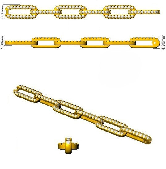 Pave Round Cut Lab Grown Diamond Paperclip Style Bracelet with Box Clasp in 10K/14K gold and platinum with certified lab-grown or natural diamonds