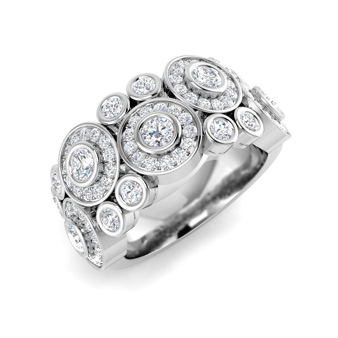 Luxury Bubble Ring with Bezel Set Lab Grown Diamonds in 10K/14K gold and platinum with certified lab-grown or natural diamonds