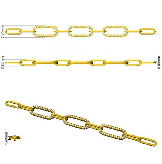 Platinum Natural Diamond Rectangular Link Bracelet with Pave Accents & Lobster Clasp in 10K/14K gold and platinum with certified lab-grown or natural diamonds