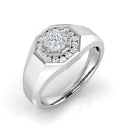 Men’s Octagon Diamond Halo Ring with Raised Centre Stone in 10K/14K gold and platinum with certified lab-grown or natural diamonds
