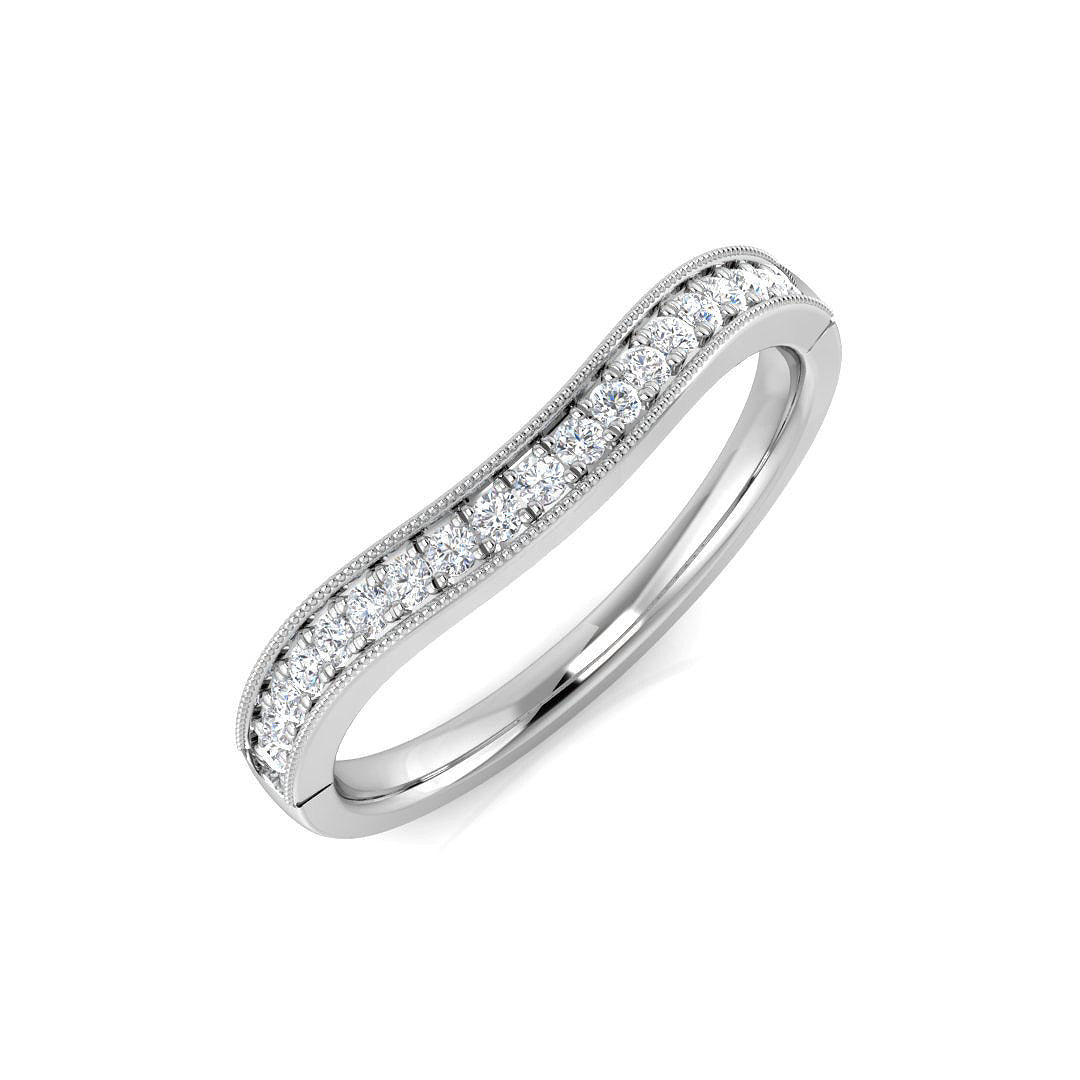 Milgrain Diamond Wishbone Ring in 10K/14K gold and platinum with certified lab-grown or natural diamonds