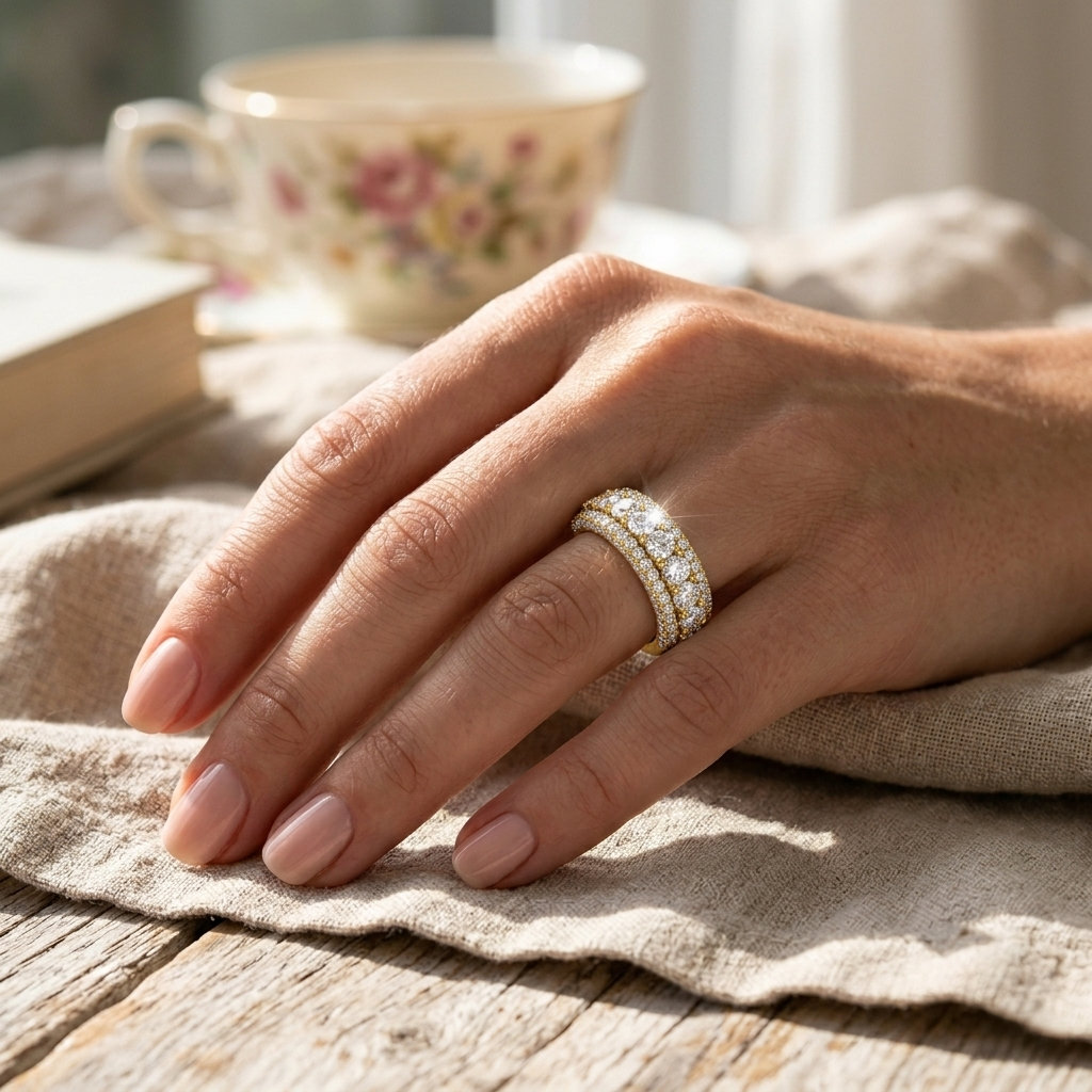 Natural Pave Prong Set Multi-Row Diamond Wedding Band Ring in 10K/14K gold and platinum with certified lab-grown or natural diamonds