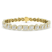 Multi Shape Solitaire Natural Diamond Halo Tennis Bracelet with Box Clasp in 10K/14K gold and platinum with certified lab-grown or natural diamonds
