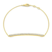 Solid Gold Natural Round Cut Diamond Curved Bar Bracelet for Women in 10K/14K gold and platinum with certified lab-grown or natural diamonds
