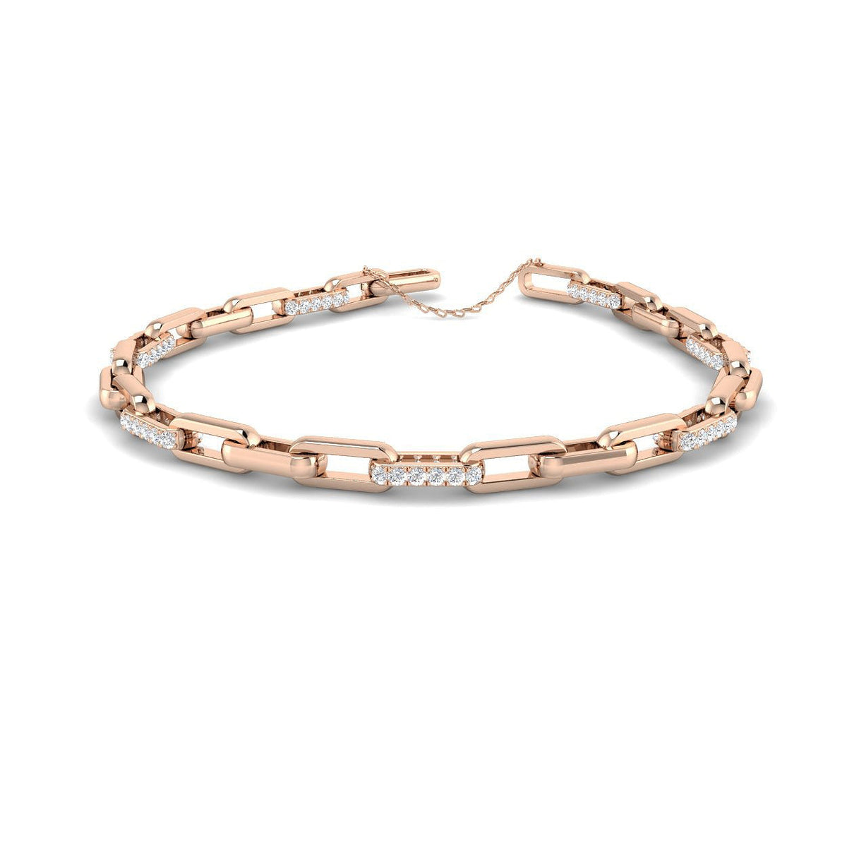 Natural Diamond Round Cut Pave Paperclip Diamond Bracelet in 10K/14K gold and platinum with certified lab-grown or natural diamonds