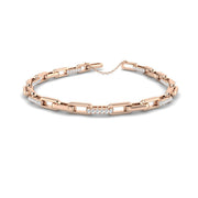 Natural Diamond Round Cut Pave Paperclip Diamond Bracelet in 10K/14K gold and platinum with certified lab-grown or natural diamonds