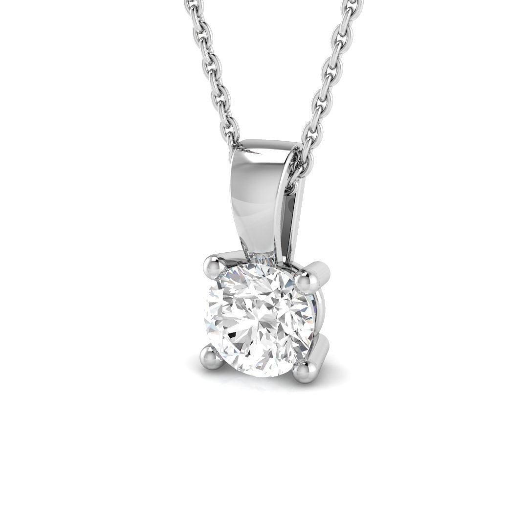 Round-Cut Diamond Pendant in 10K/14K gold and platinum with certified lab-grown or natural diamonds