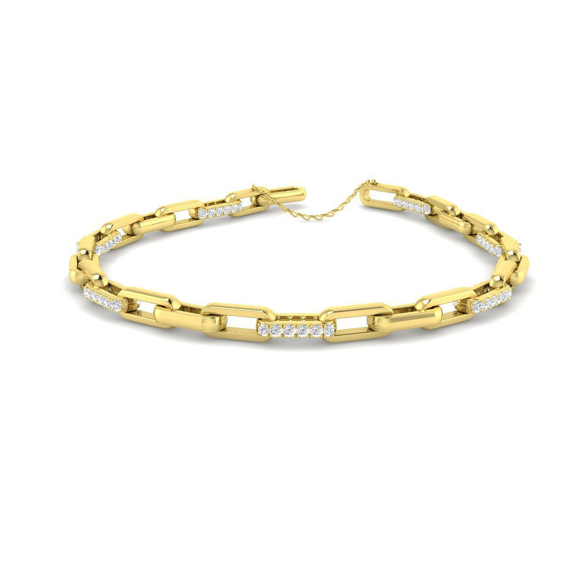 Natural Diamond Round Cut Pave Paperclip Diamond Bracelet in 10K/14K gold and platinum with certified lab-grown or natural diamonds