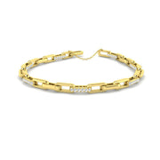 Natural Diamond Round Cut Pave Paperclip Diamond Bracelet in 10K/14K gold and platinum with certified lab-grown or natural diamonds
